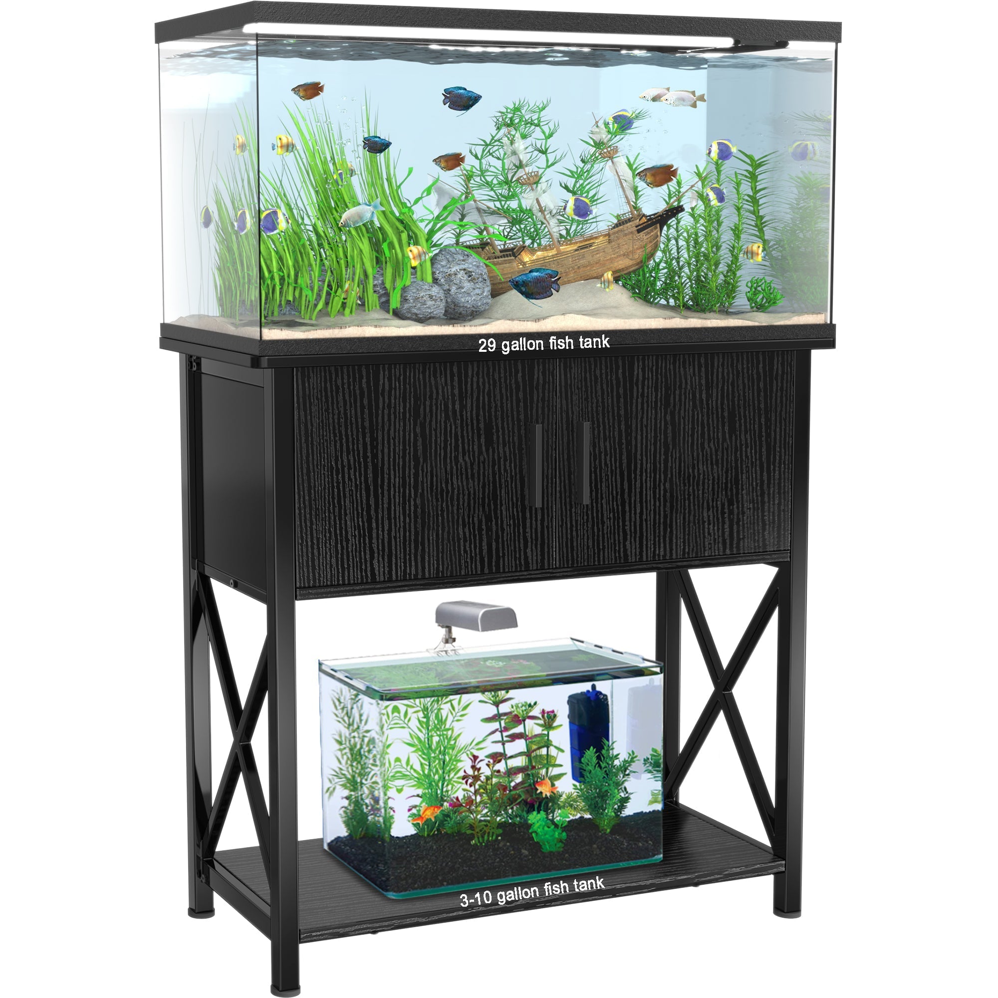 29 Gallon Aquarium Stand Metal Fish Tank Stand with Cabinet,30.7
