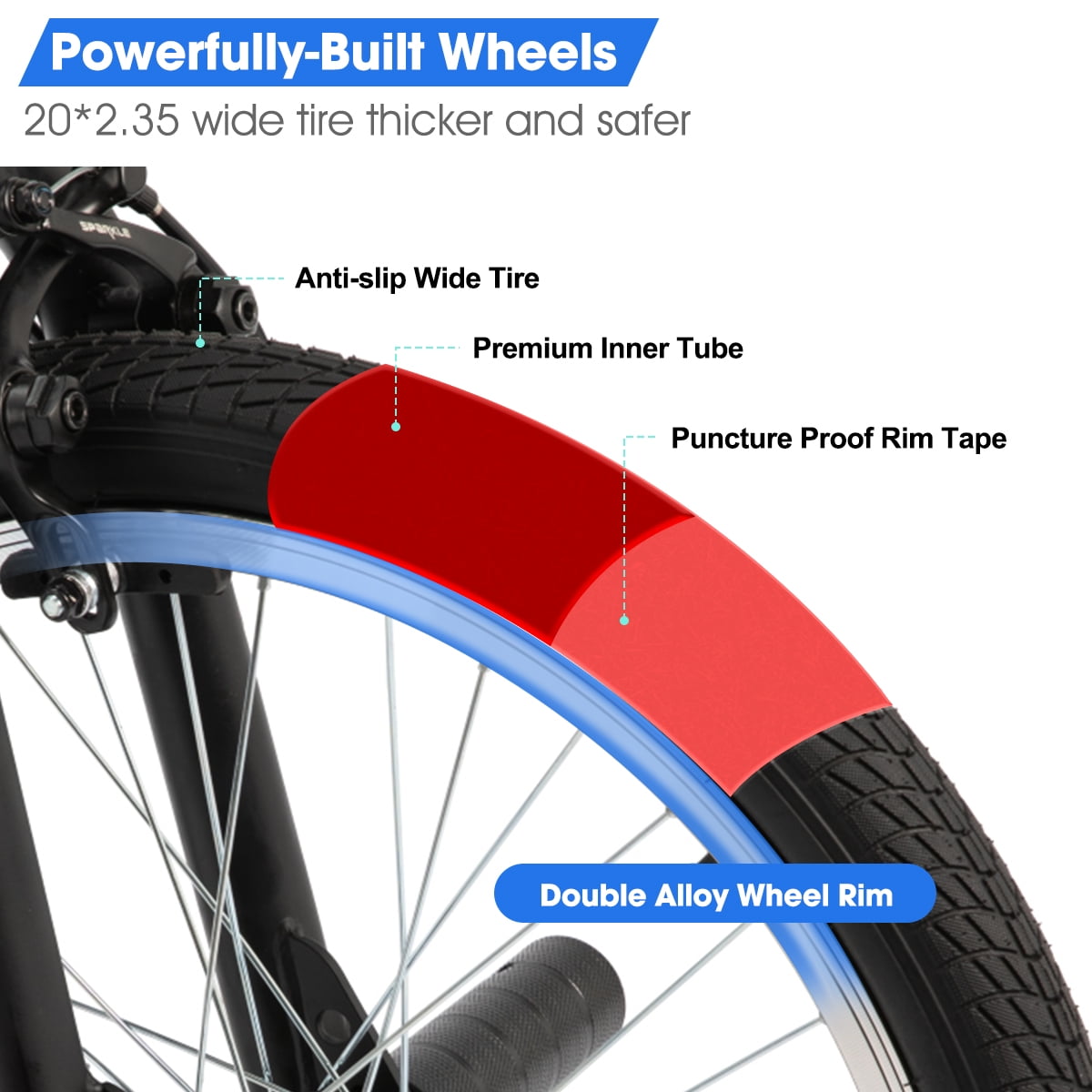 Hiland 20��� BMX Freestyle Kids Bike, Hi-Ten Steel Frame, 360�� Rotor, U-Brake, White