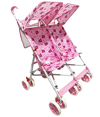 AmorosO Twin Umbrella Stroller Black