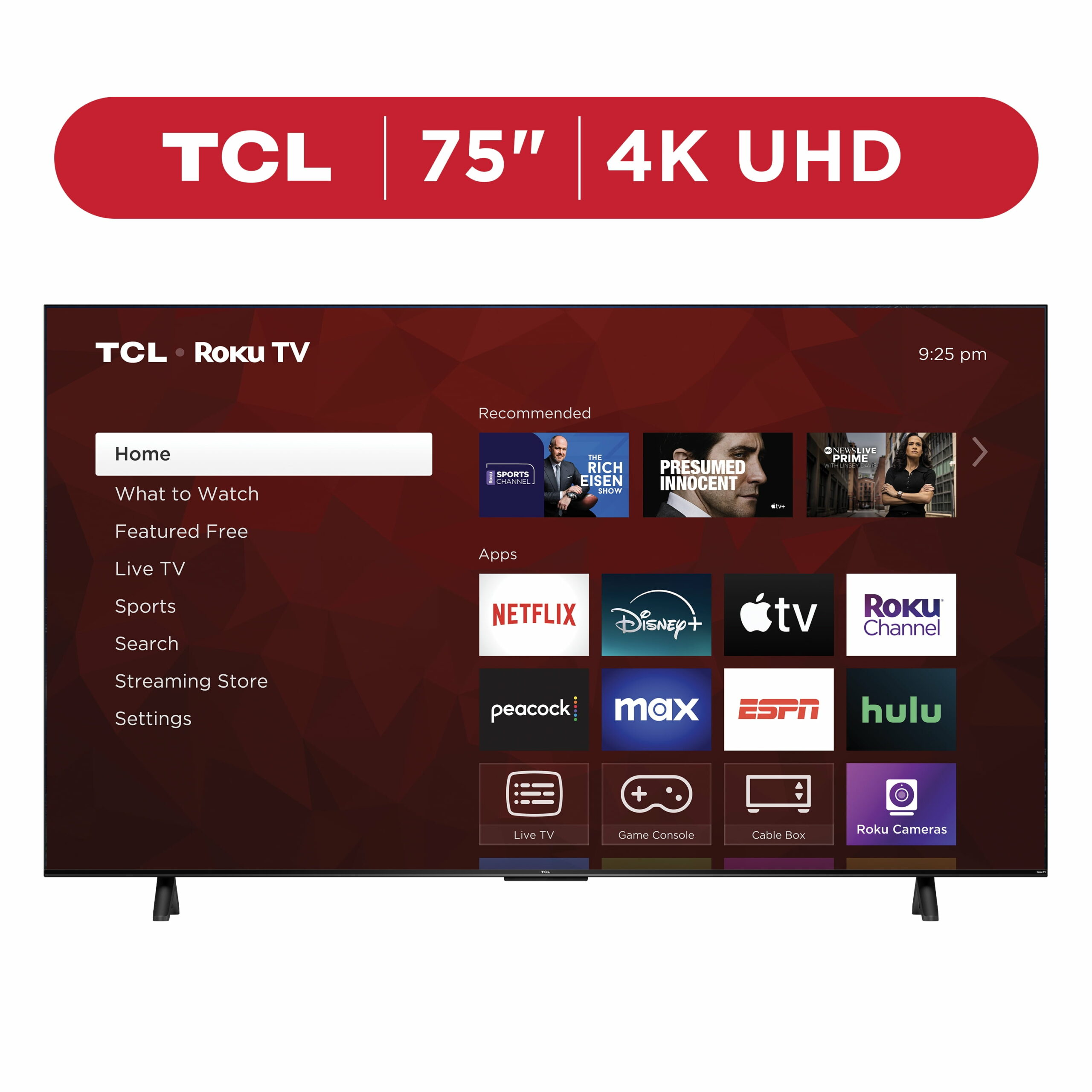 TCL 75��� 4-Series 4K UHD HDR Smart TV with Roku, Voice Control & Apple AirPlay