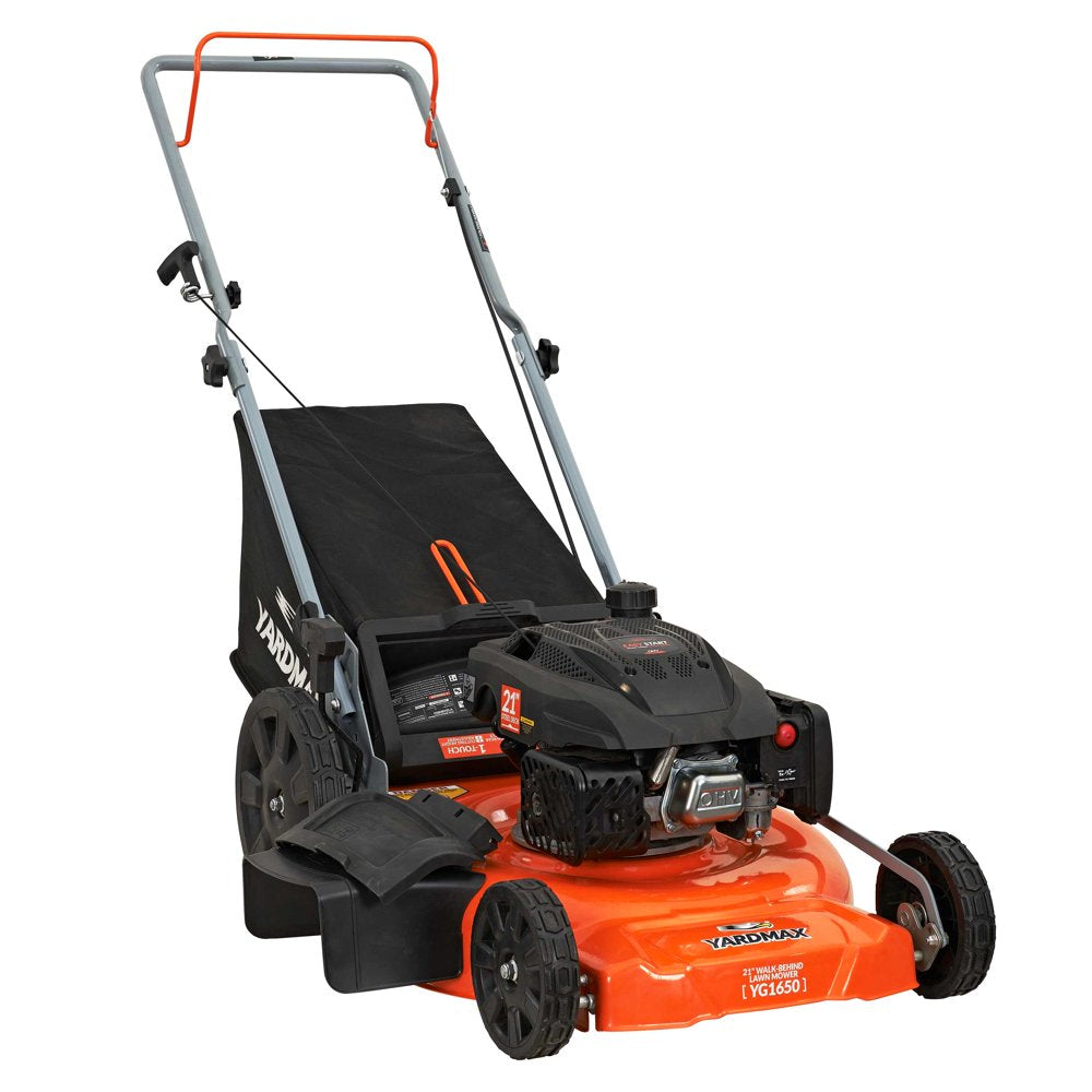 YARDMAX 21 In. 170Cc 3 In 1 Gas Walk behind Push Lawn Mower with High Rear Wheels