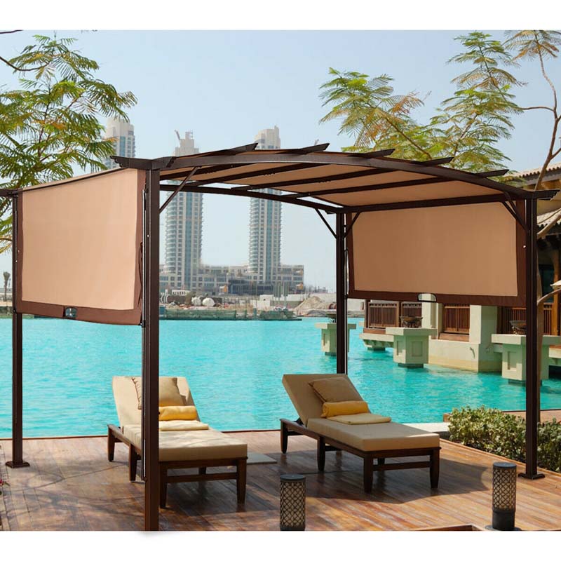 12 X 9 Ft Metal Pergola Outdoor Patio Gazebo Canopy Sun Shelter With Removable Canopy Cover - Waterproof Protective Cover