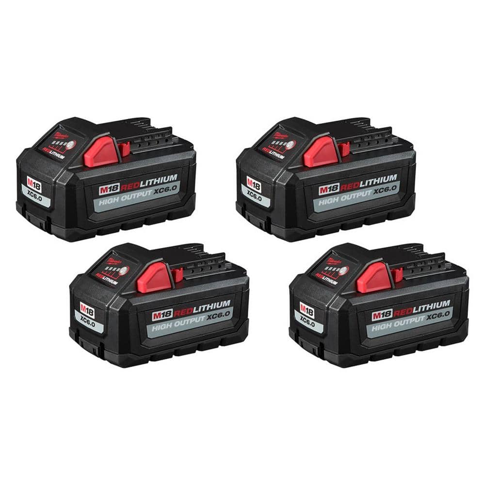 M18 18-Volt Lithium-Ion High Output 6.0Ah Battery Pack (4-Pack) 48-11-1862-48-11-1862
