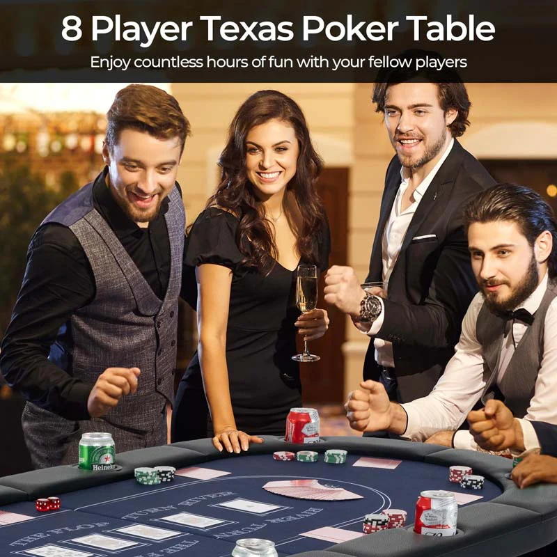72Quot 8 Player Foldable Poker Table Portable Texas Holdem Poker Tables Wcup Holders Oval Card Game Poker Table For Game Room