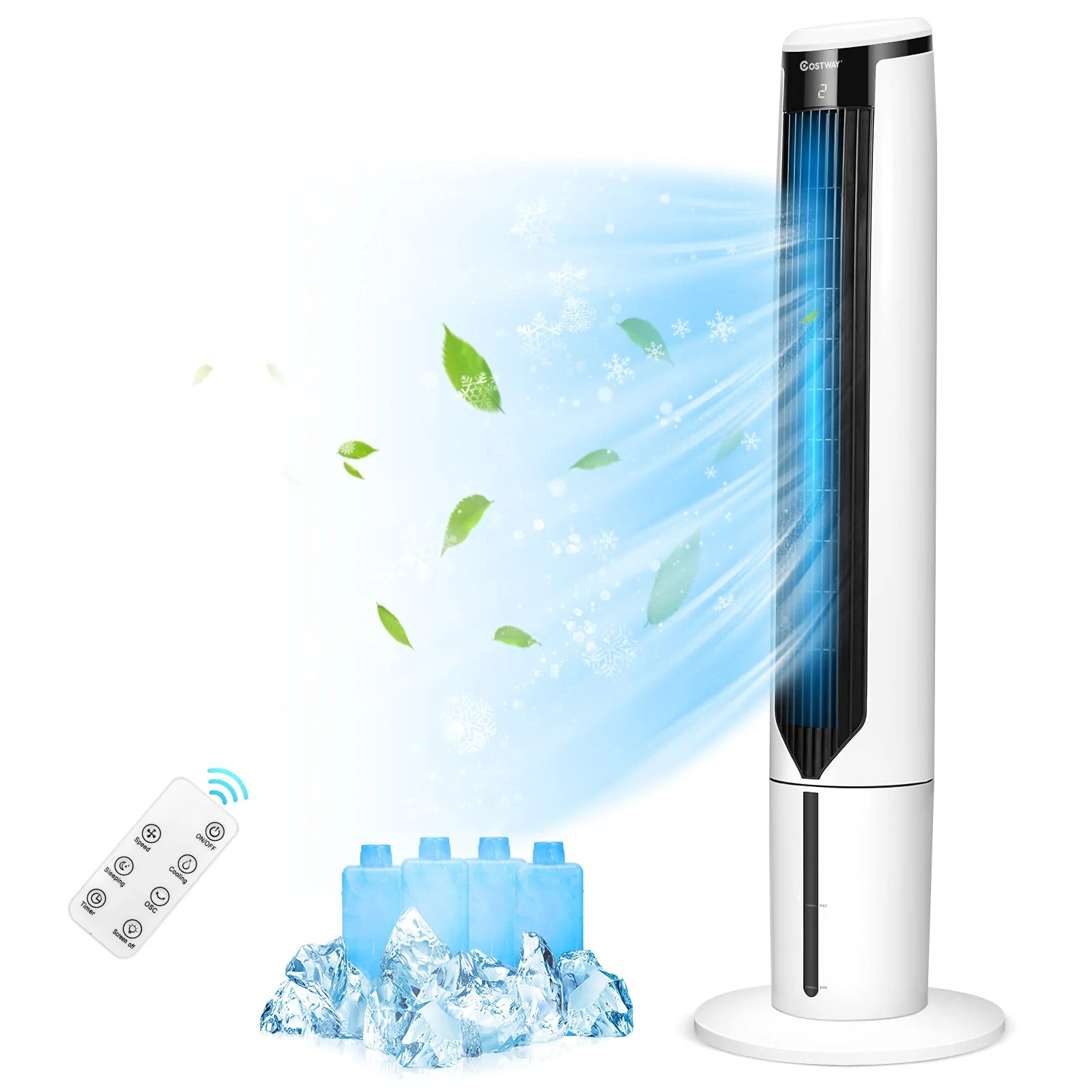 41Quot 3 In 1 Floor Bladeless Tower Fan Evaporative Air Cooler Humidifier With Remote 3 Modes Amp 3 Speeds 9H Timer