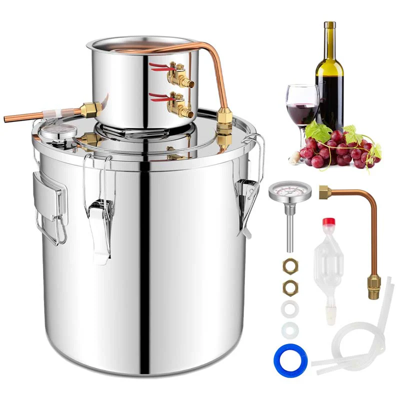 510 Gal 2 Pots Alcohol Still Home Brewing Kit 40L Stainless Steel Water Alcohol Distiller Wine Making Kit For Whiskey Brandy Beer