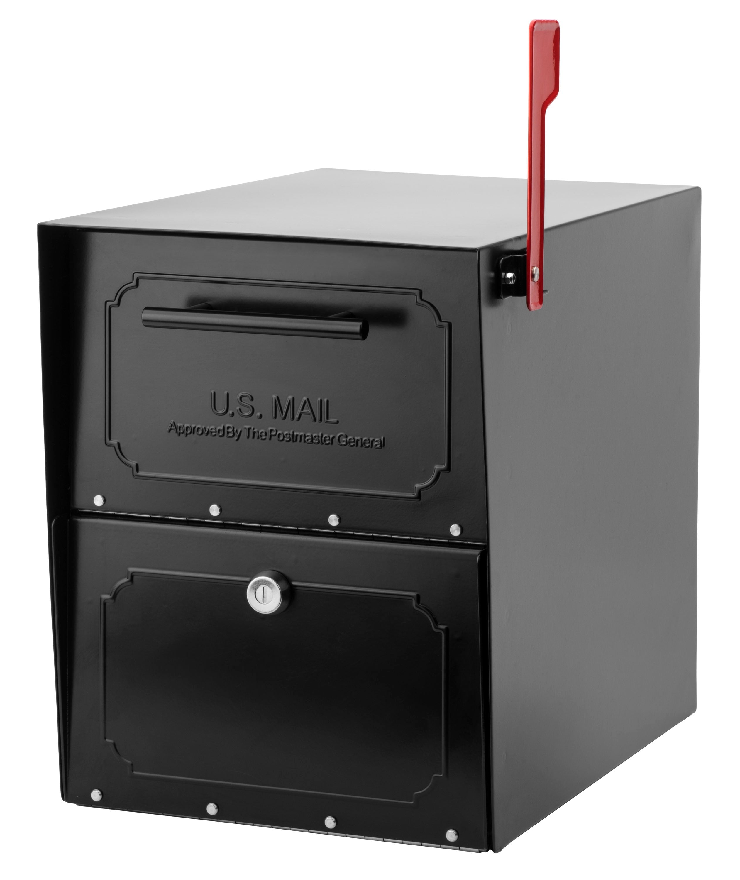 Architectural Mailboxes Oasis TriBolt Extra Large Metal Black Post Mount Locking Mailbox 620020B-10