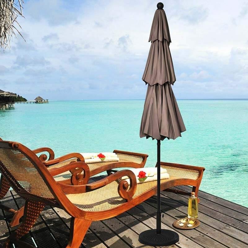 10 Ft 3 Tiers Outdoor Patio Market Umbrella With Crank Amp Auto Tilt Double Vented Table Umbrella For Pool Deck