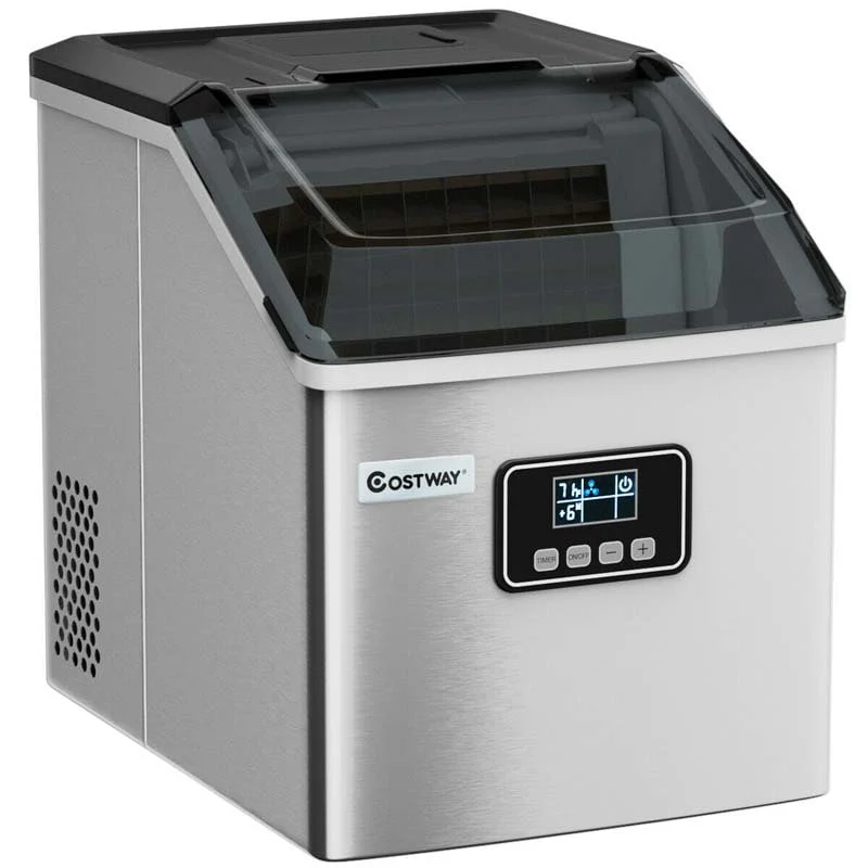48Lbs24H Portable Ice Maker Countertop Auto Self Clean Stainless Ice Machine With Lcd Display