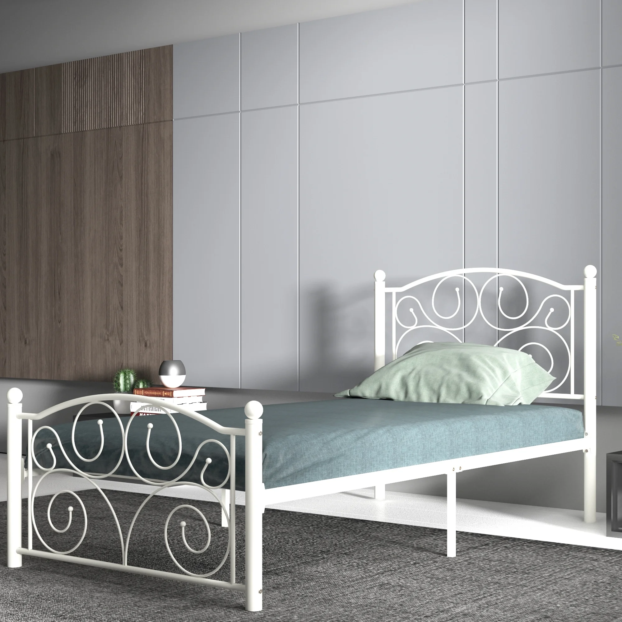 Modern White Twin Size Metal Bed Frame   Upgrade Your Bedroom