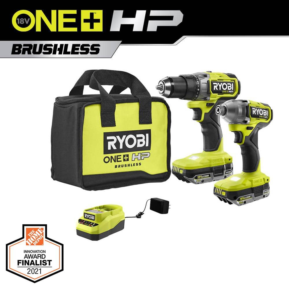 ONE+ HP 18V Brushless Cordless 1/2 in. Drill/Driver and Impact Driver Kit w/(2) 2.0 Ah Batteries, Charger, and Bag PBLCK01K