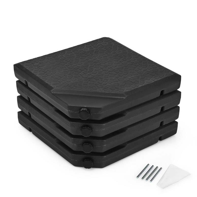 4 Pcs 238 Lbs Water Sand Filled Square Patio Umbrella Base For Cantilever Offset Umbrella