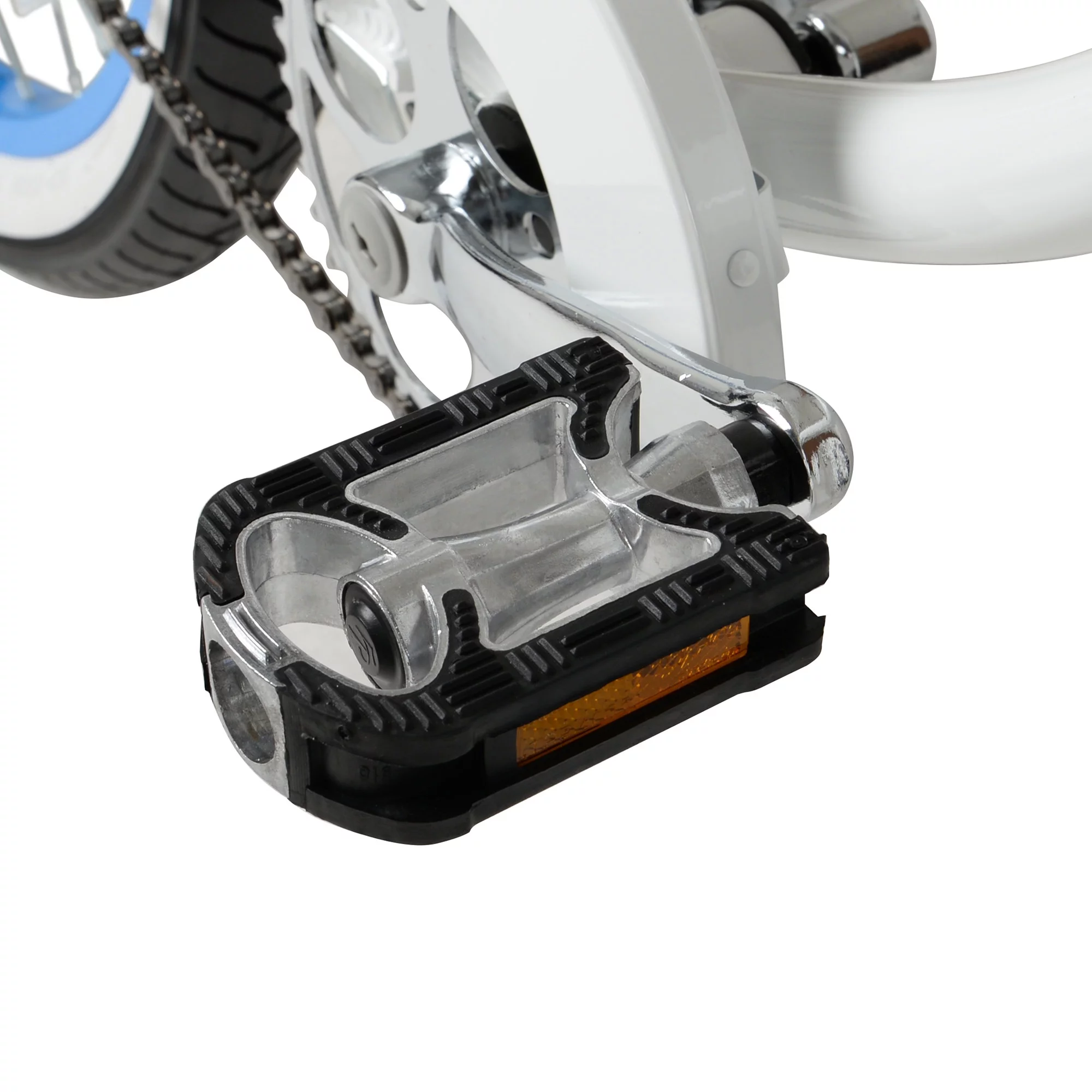 Hyper Bicycle Women's 26 In. Beach Cruiser, White with Blue Rim