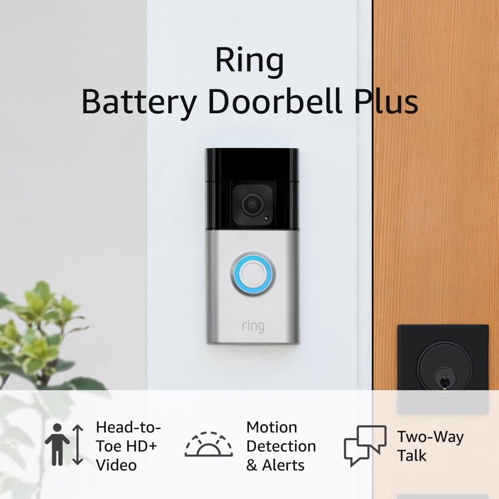 Ring Battery Doorbell Plus Head To Toe Hd Video Motion Detection Amp Alerts And Two Way Talk