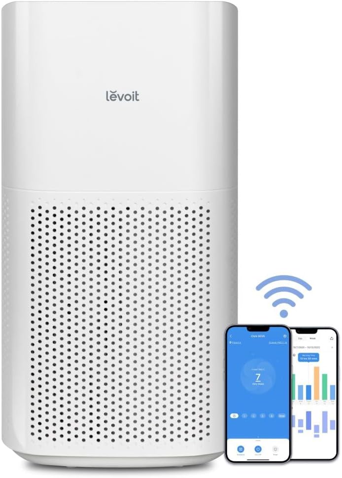 Air Purifiers for Home Large Room Up to 1980 Ft2 in 1 Hr With Air Quality Monitor, Smart WiFi and Auto Mode, White