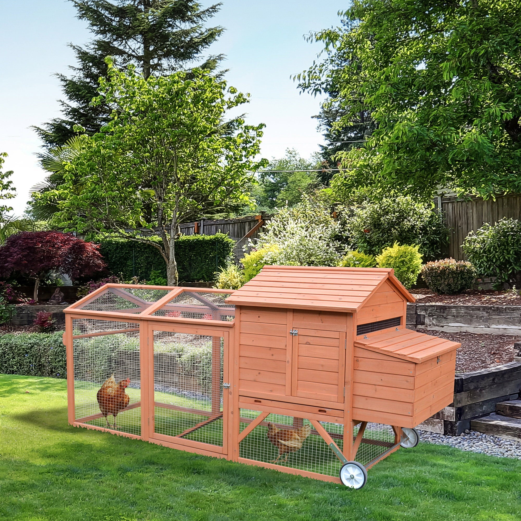 Online Gym Shop CB16743 96 in. Wooden Backyard Hen House Chicken Coop