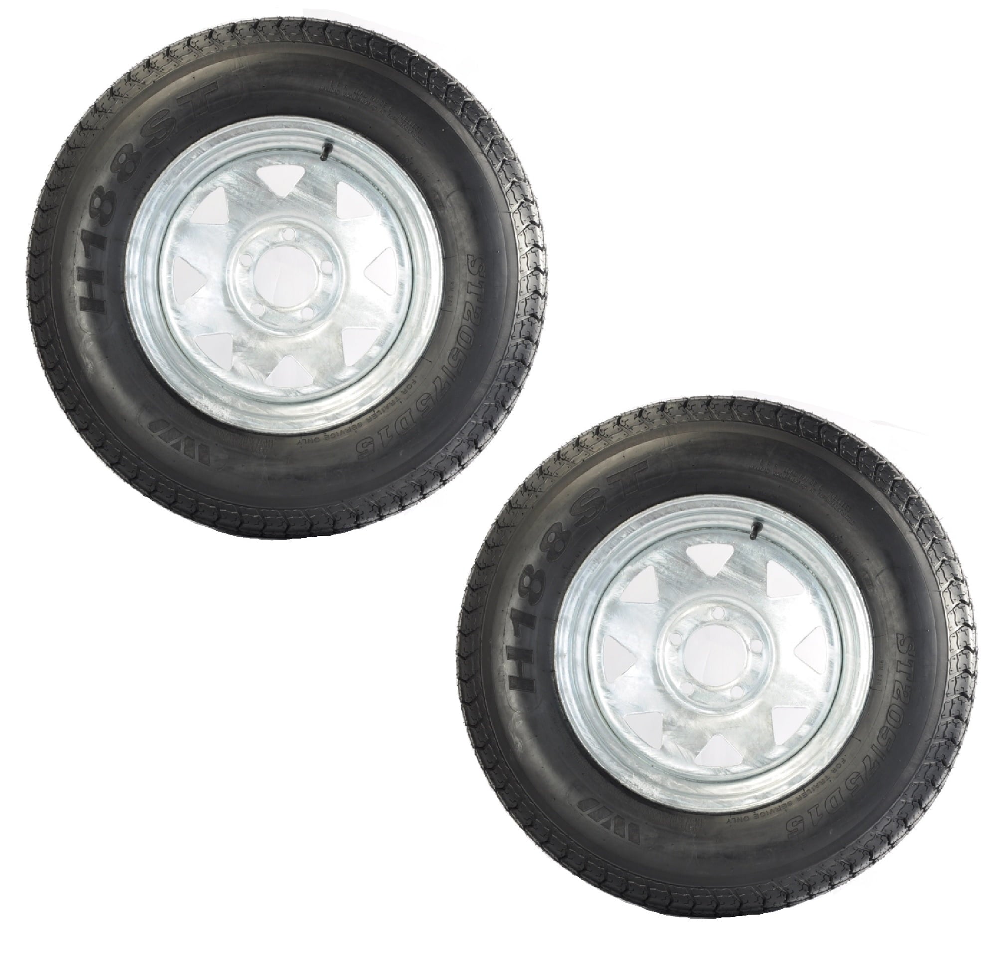 2-Pack Trailer Tire On Rim ST205/75D15 205/75 15 in. LRC 5 Hole Galvanized Wheel