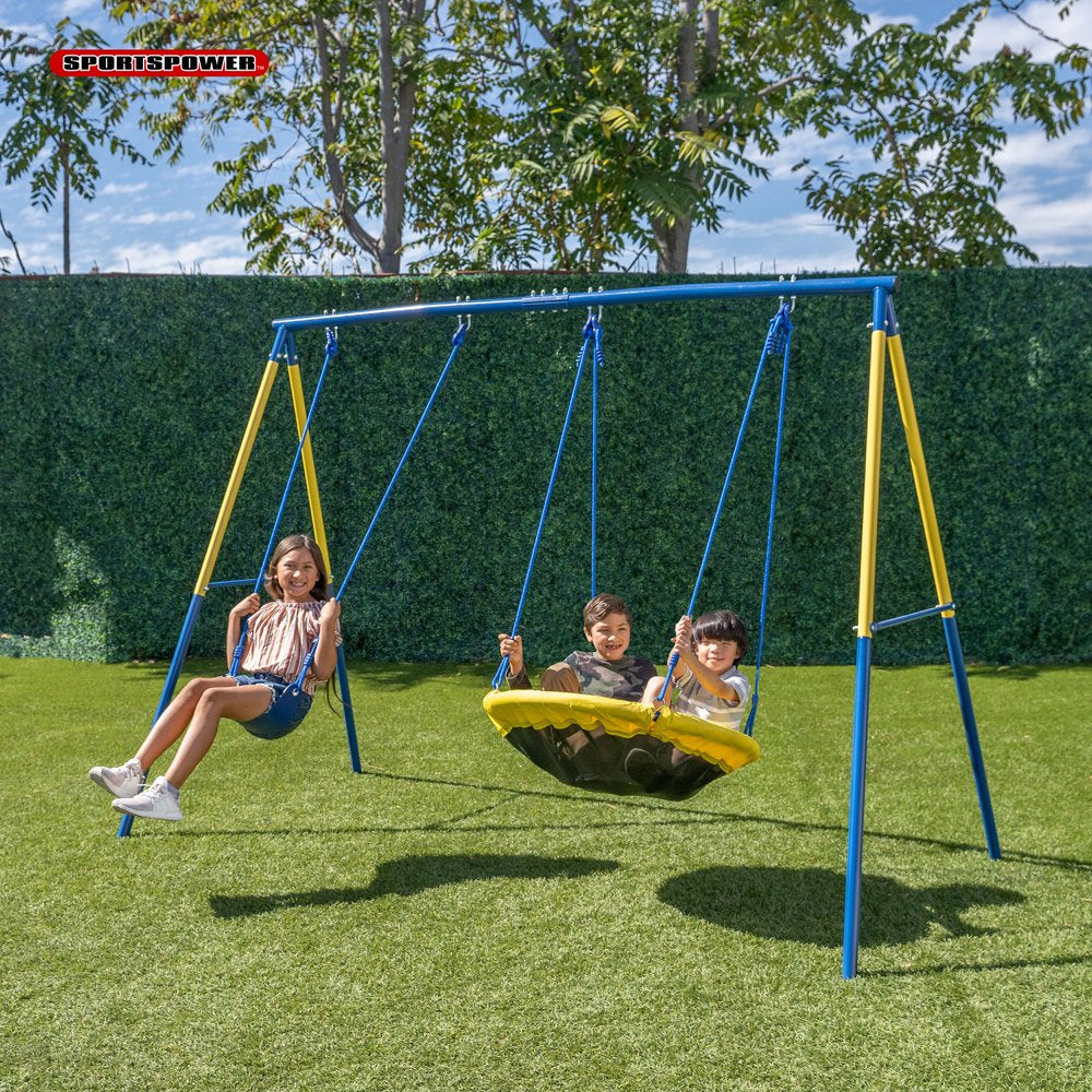 Sportspower Swing and Saucer Swing Metal Set with Heavy Duty A Frame, Holds up to 300 Lb.