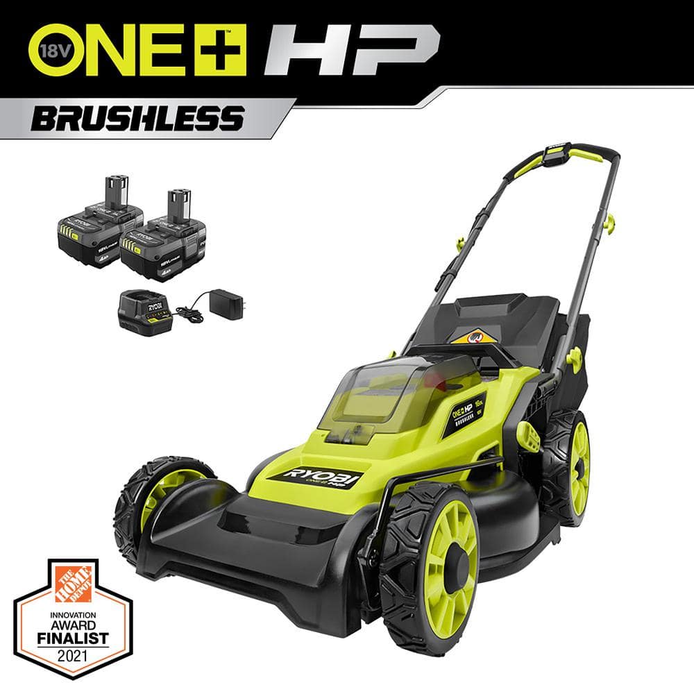 ONE+ HP 18V Brushless 16 in. Cordless Battery Walk Behind Push Lawn Mower with (2) 4.0 Ah Batteries and (1) Charger P1190