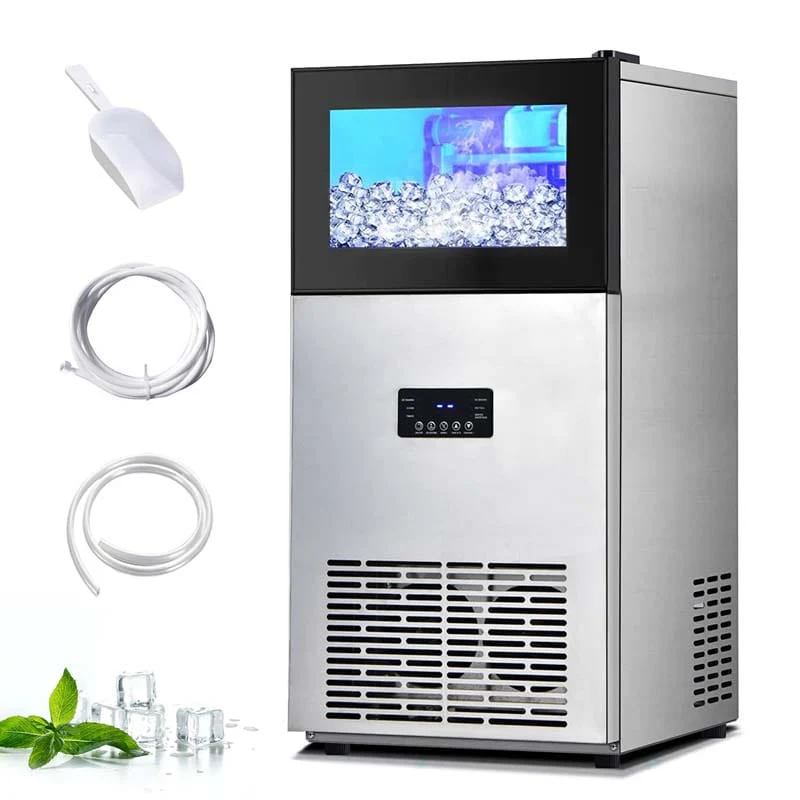180Lbs24H Commercial Ice Maker With 35Lbs Ice Storage Bin Self Cleaning Stainless Steel Under Counter Freestanding Ice Machine