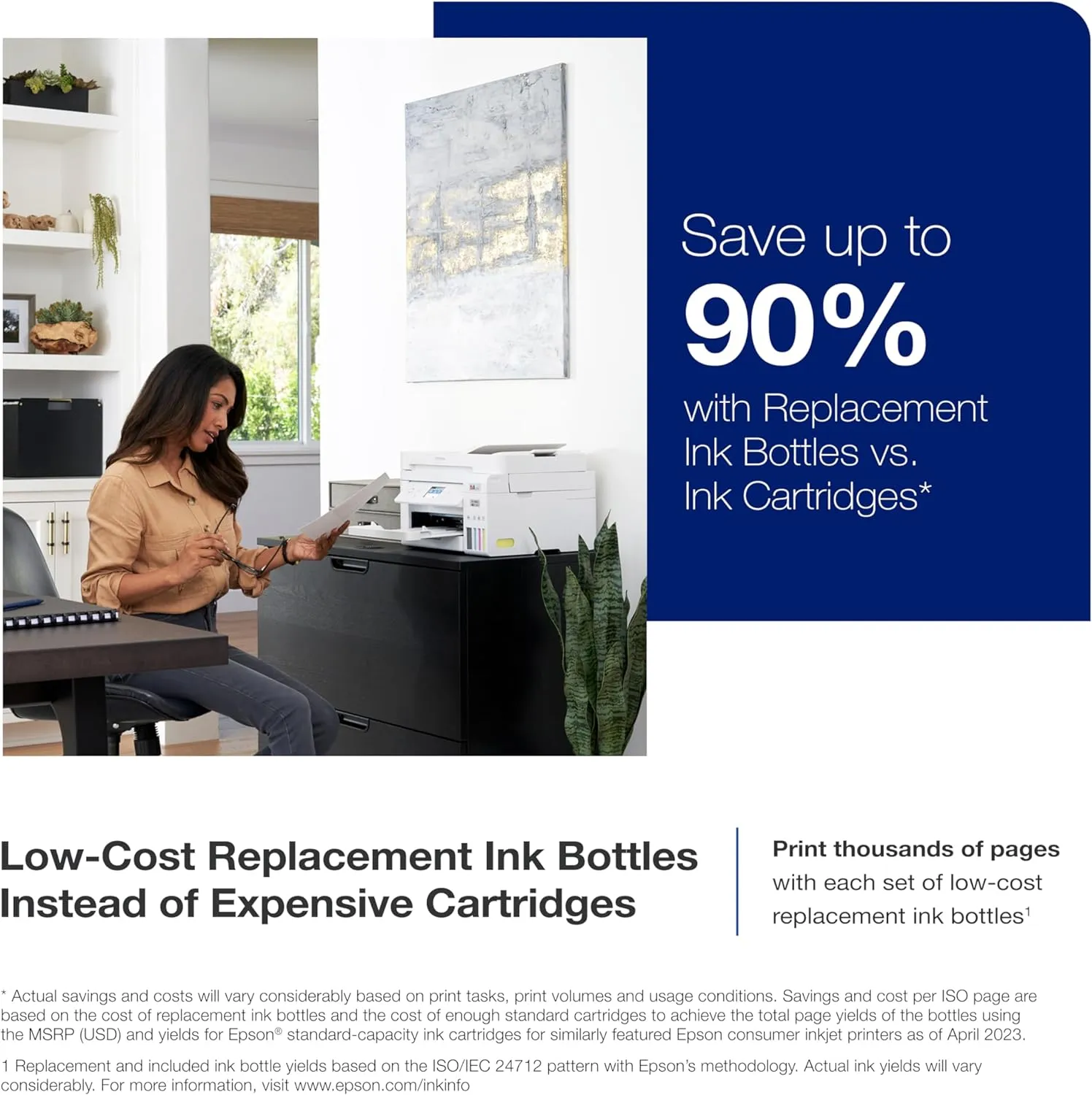 Epson EcoTank ET-4800 Wireless All-in-One Inkjet Printer, Scanner, Copier, Fax, ADF, Ethernet, White