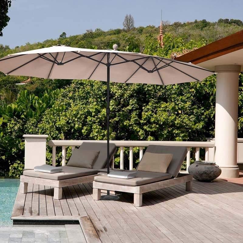 15 Ft Double Sided Outdoor Patio Umbrella With Crank Extra Large Table Umbrella For Pool Deck Backyard