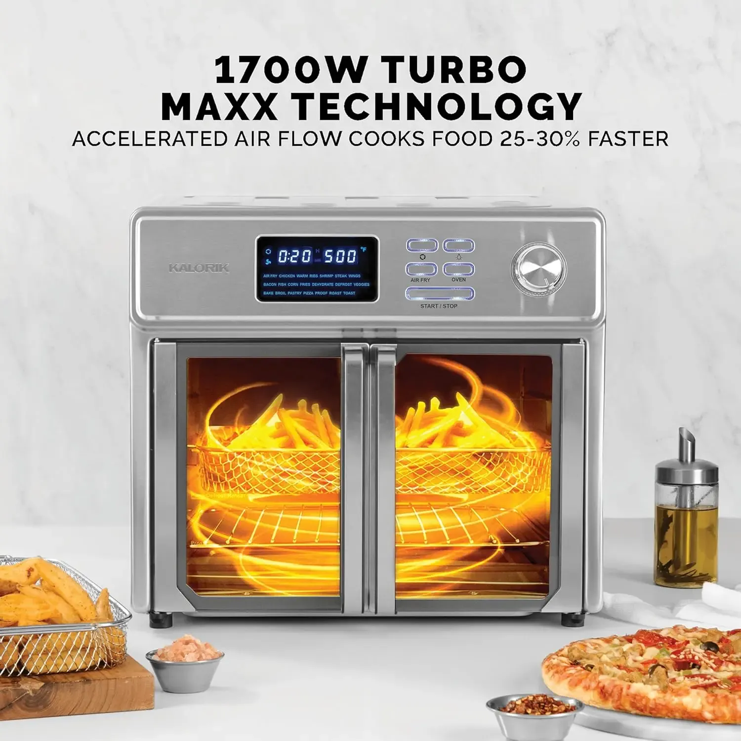 Kalorik MAXX? Digital Air Fryer Oven, 26 Quart, 10-in-1 Countertop Toaster Oven & Air Fryer Combo-21 Presets up to 500 degrees, Includes 9 Accessories & Cookbook