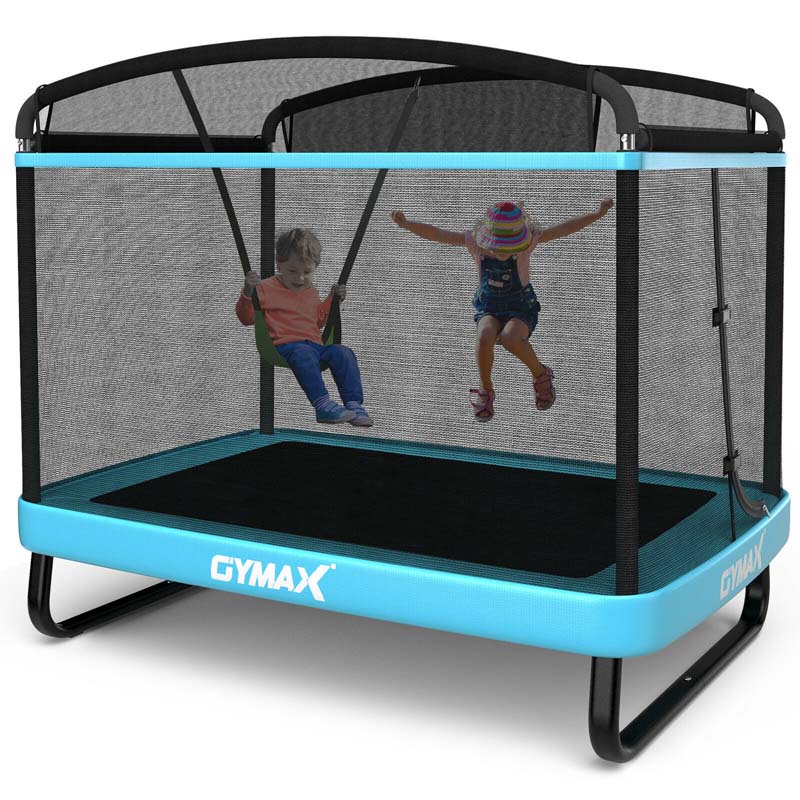 6 Ft Kids Trampoline With Swing Amp Safety Fence Astm Approved Toddler Rectangle Trampoline For 3 8 Year Old