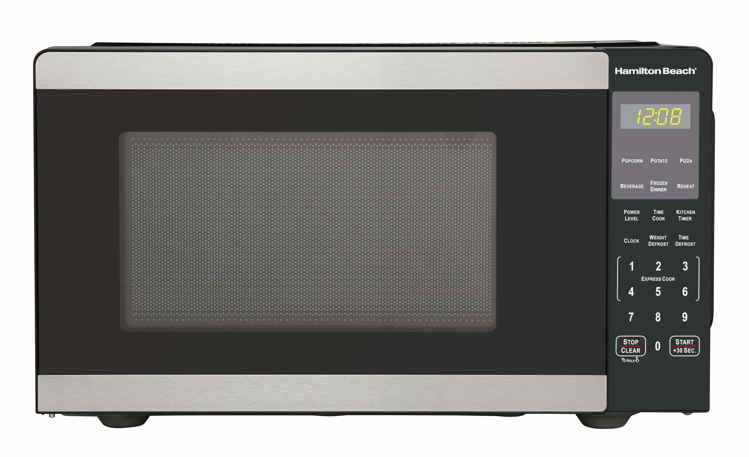 Hamilton Beach 0.9 Cu Ft 900W Stainless Steel Countertop Microwave Oven with Auto-Cook & Child Lock