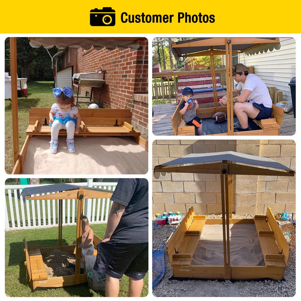 Morgete 47'' Outdoor Sandbox for Kids with Lid and Bench