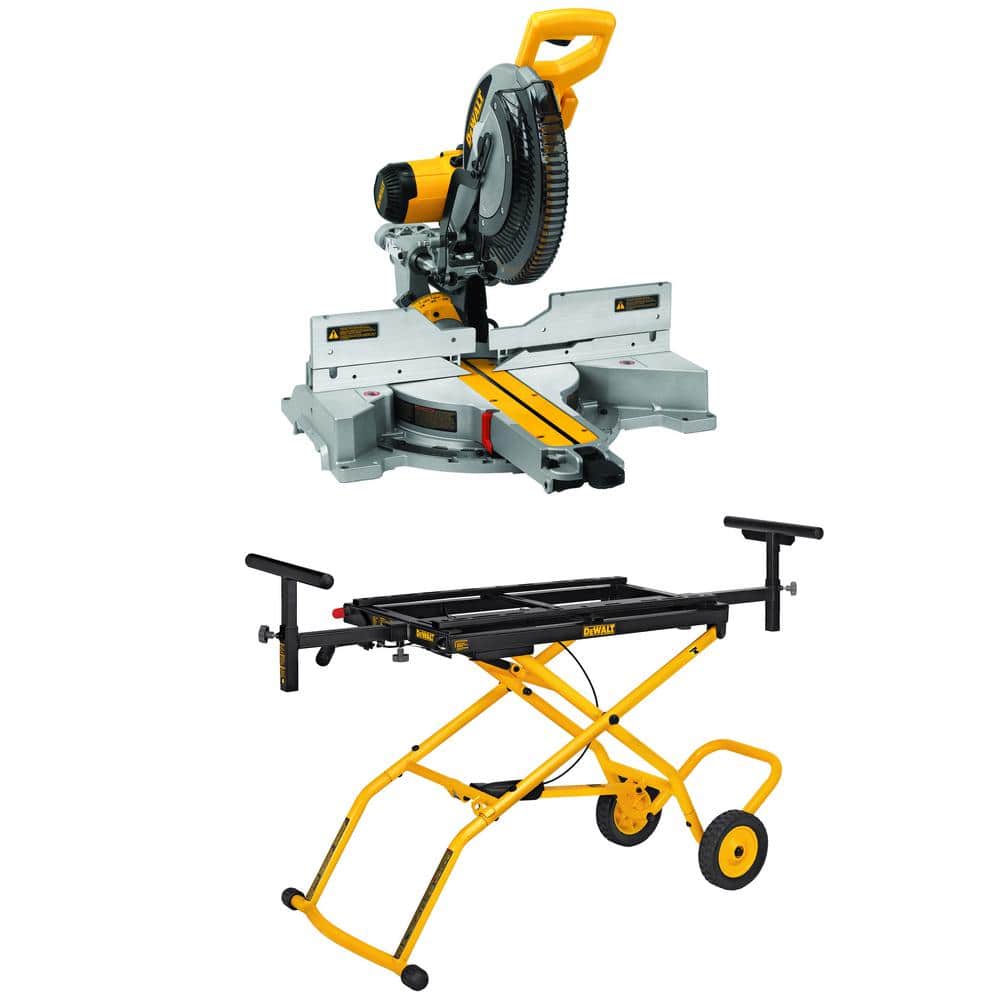 15 Amp Corded 12 in. Double Bevel Sliding Compound Miter Saw and 32-1/2 in. x 60 in. Rolling Miter Saw Stand DWS779WDWX726