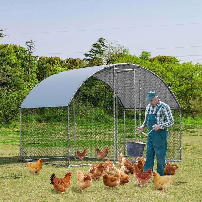 62 Ft Large Metal Chicken Coop Walk In Dome Poultry Cage Hen Run House Rabbits Habitat Cage With Cover - Waterproof Protective Cover