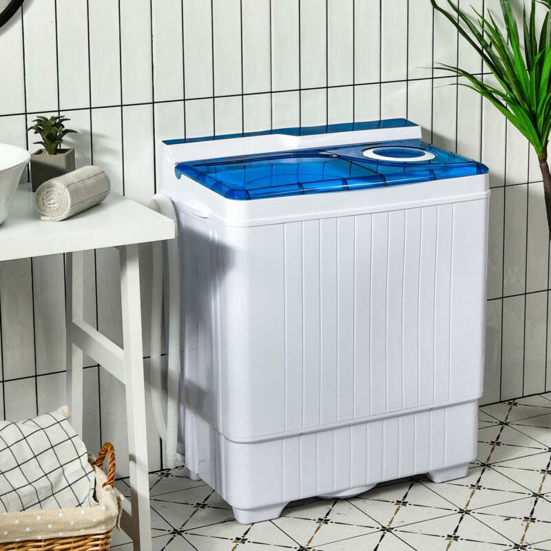 26 Lbs Portable Washing Machine With Drain Pump 2 In 1 Twin Tub Top Load Washer Dryer Combo For Rv Apartment
