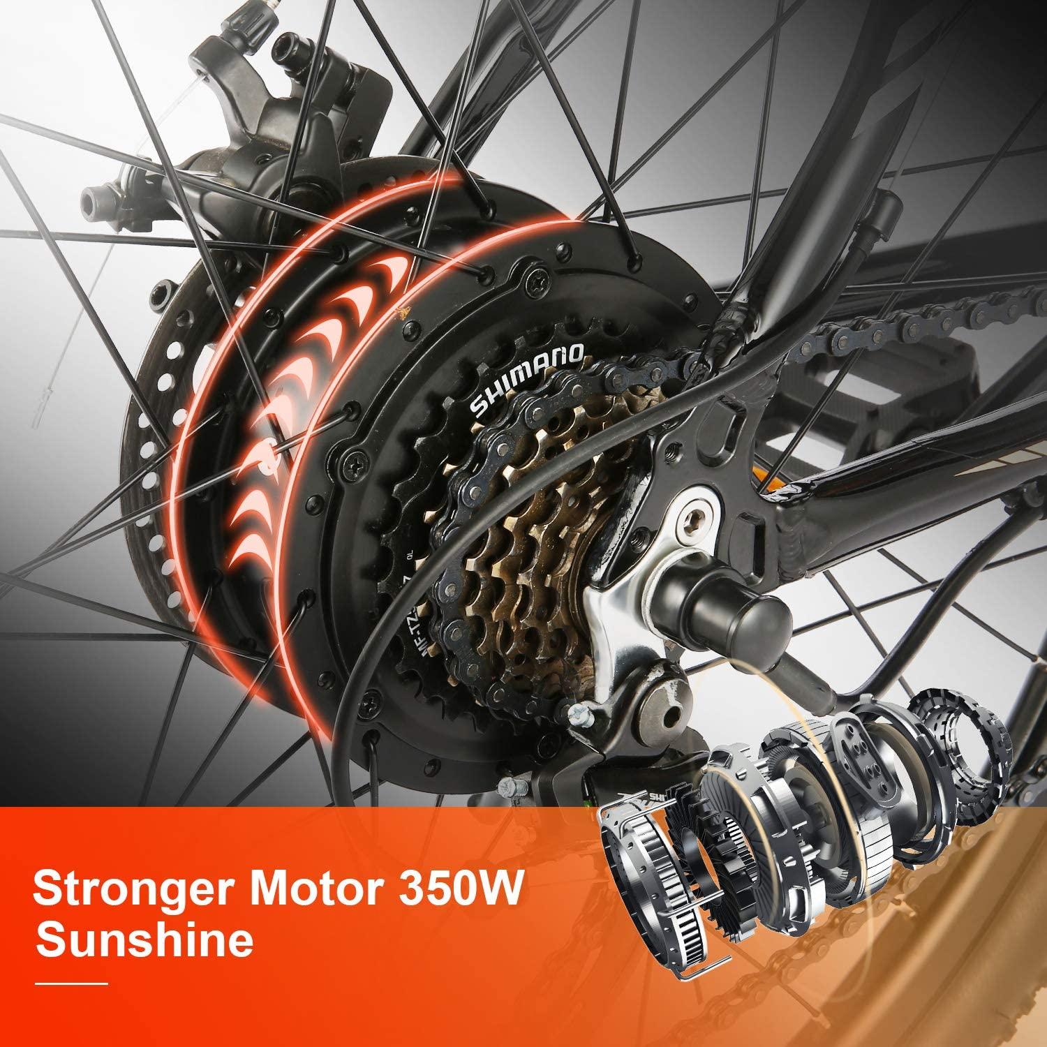 ANCHEER Electric Bike Electric Mountain Bike 350W Ebike 26�� Electric Bicycle, 20MPH Adults Ebike with Removable 7.8/10.4Ah Battery, Professional 21 Speed Gears